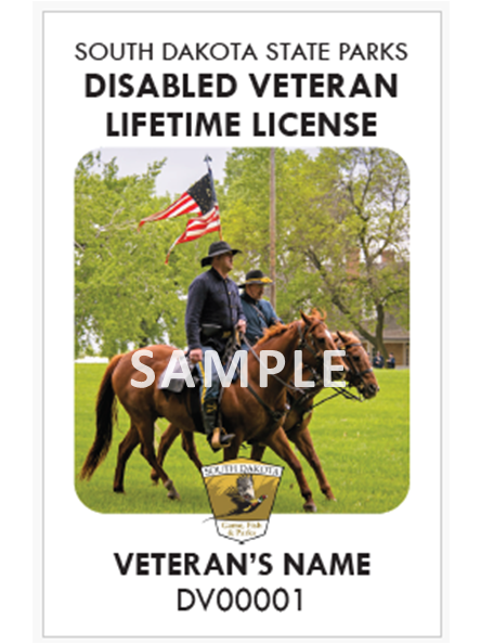 an example Disabled Veteran Lifetime License card